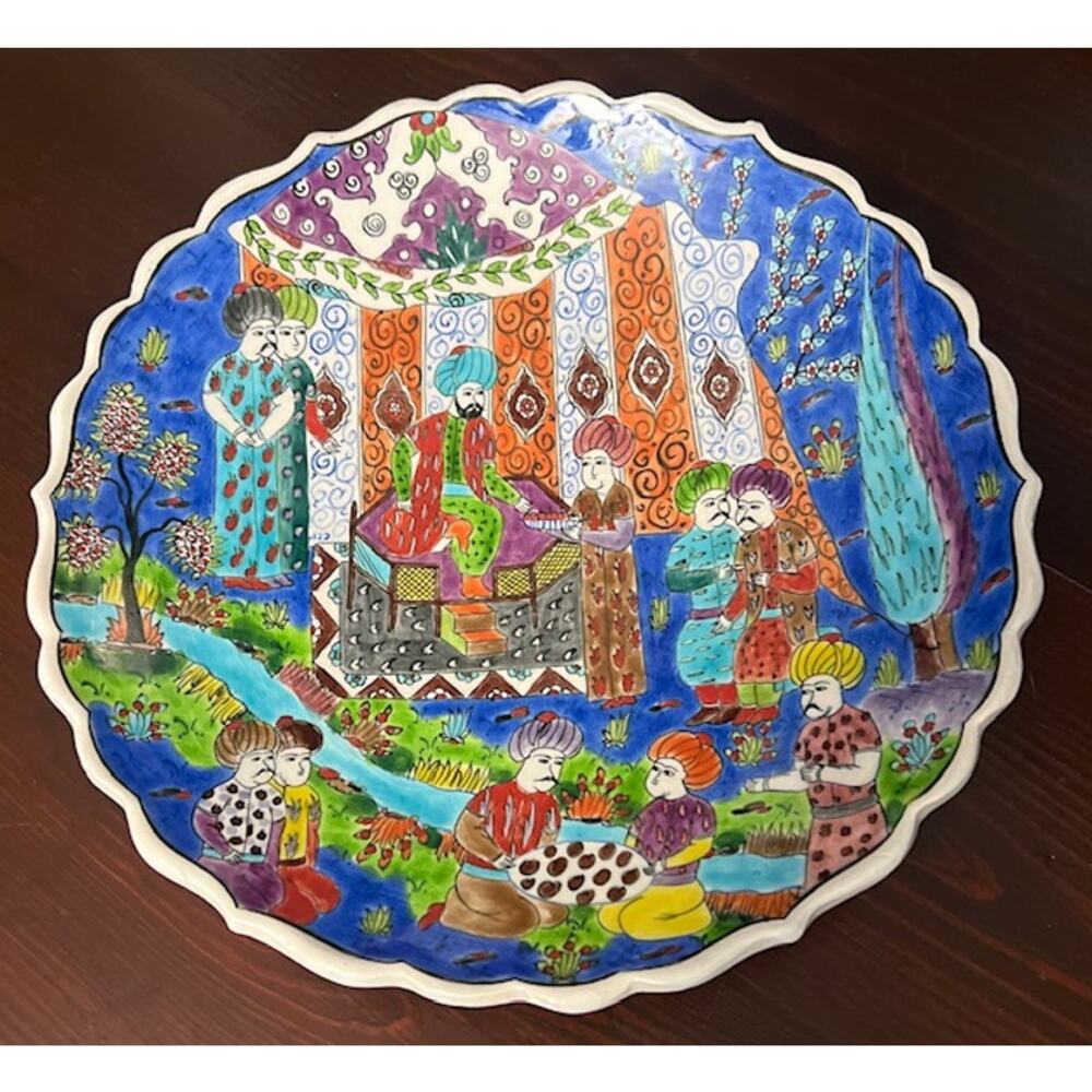 Vintage Hand Painted Kütahya Turkey Ceramic Decorative Plate Artist Signed 11.5"